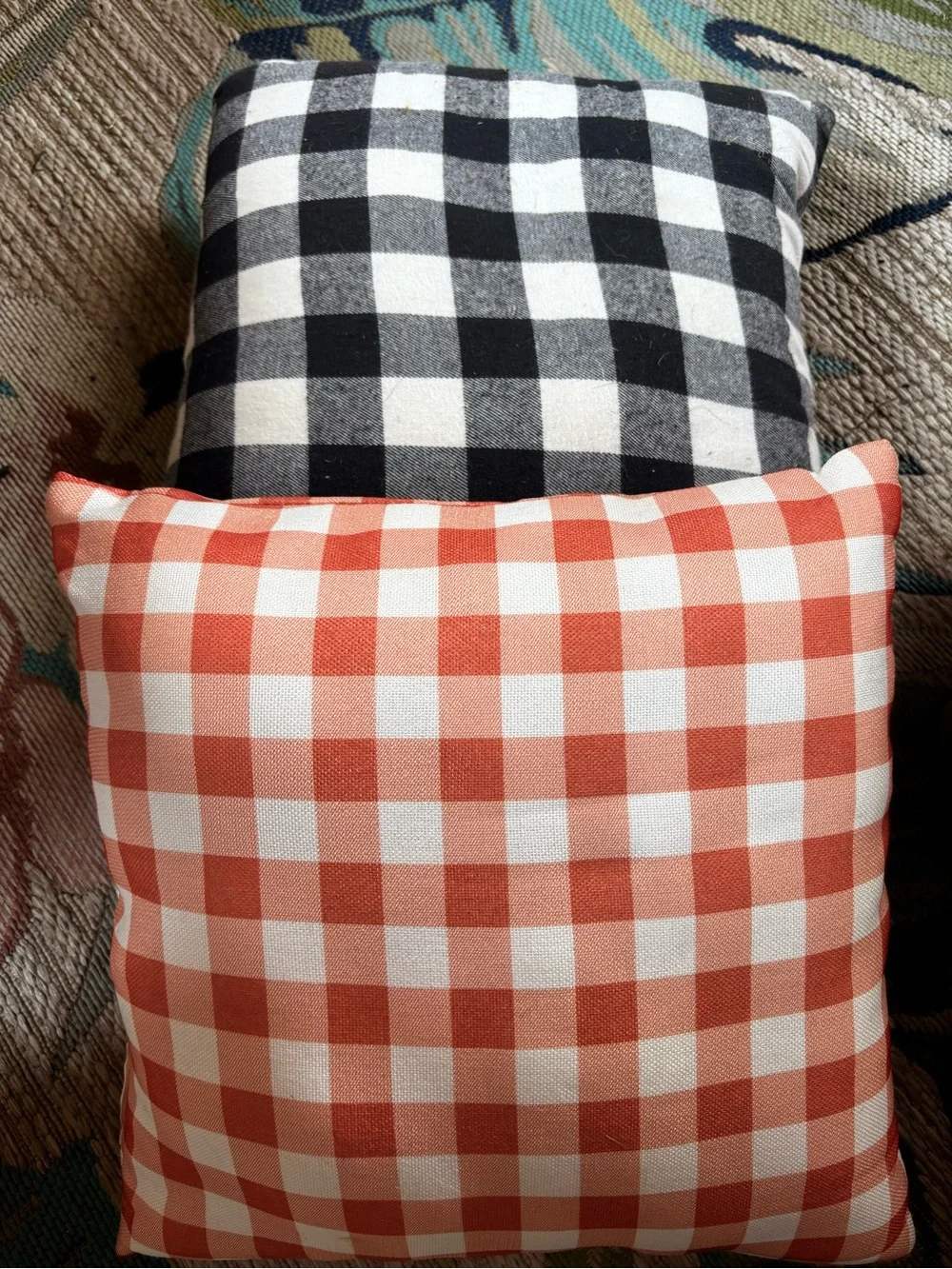 Two Fall gingham pillows- Seasonal Accent